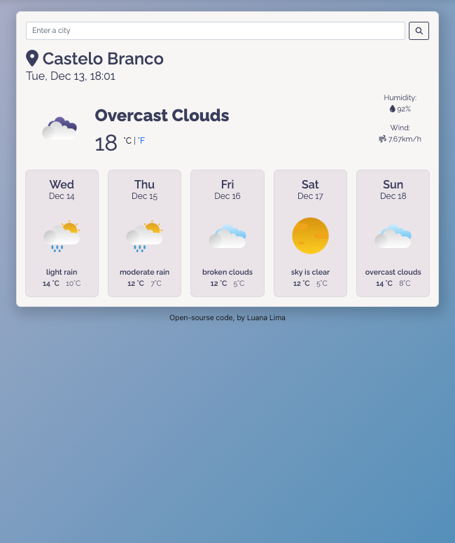 Weather app project preview